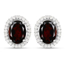 2.77 Carat Genuine Garnet and White Diamond .925 Sterling Silver Earrings-4