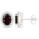 2.77 Carat Genuine Garnet and White Diamond .925 Sterling Silver Earrings-5