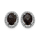 2.39 Carat Genuine White Diamond & Smoky Quartz .925 Sterling Silver Earrings-3