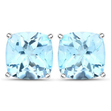 6.80 Carat Genuine Blue Topaz .925 Sterling Silver Earrings - 0