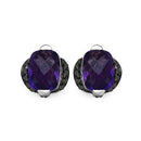 3.14 Carat Genuine Amethyst & Black Diamond .925 Sterling Silver Earrings-3