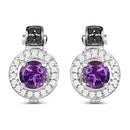 2.29 Carat Genuine Amethyst, Black Diamond and White Diamond .925 Sterling Silver Earrings-5