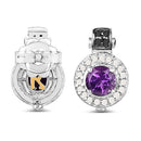 2.29 Carat Genuine Amethyst, Black Diamond and White Diamond .925 Sterling Silver Earrings-7