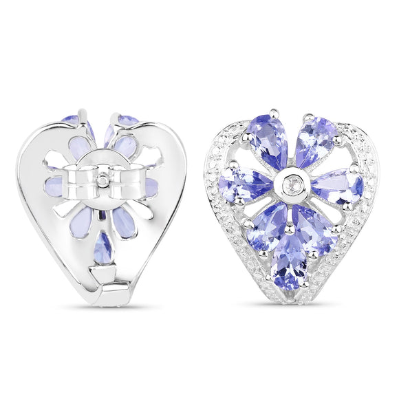 2.97 Carat Genuine Tanzanite & White Topaz .925 Sterling Silver Earrings