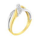 10K Yellow and White Gold 1/20 Cttw Round-Cut Diamond Bypass Ring (I2 Color, I-J Clarity)-4