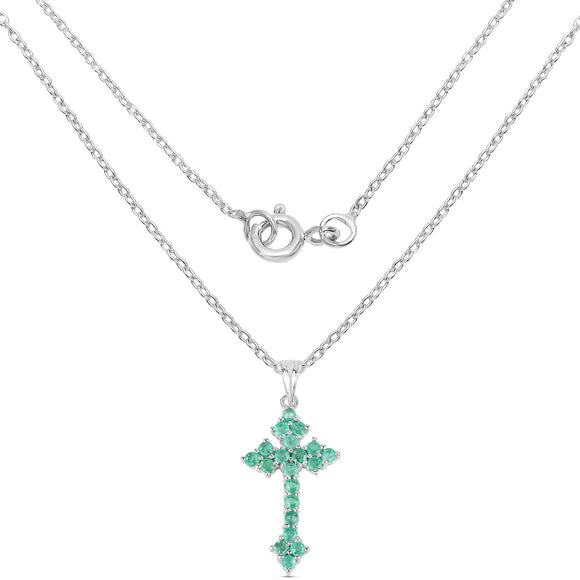 2.00 Carat Genuine Zambian Emerald .925 Sterling Silver Pendant