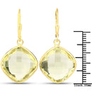 21.40 Carat Genuine Lemon Quartz .925 Sterling Silver Earrings-3