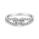 10K White Gold 1/2 Cttw Round Cut Diamond Three Stone Split Shank Band Ring (H-I Color, SI1-SI2 Clarity) - Size 6-3