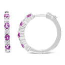 10K White Gold, Â½ Cttw Diamond, & Â½ Cttw Lab-Grown Blue Sapphire Leverback Hoop Earrings (H-I Color, I1-I2 Clarity)-3