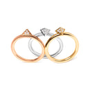 14K Tri Color Gold 1/3 Cttw Diamond Pyramid Stackable Band Ring Set (G-H Color, SI1-SI2 Clarity) - Size 7-1