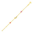 14k Yellow Gold 5 1/2 inch Childrens Bracelet with Enameled Heart Unicorn and Circle-1