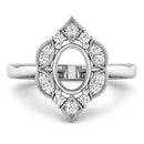 0.20 Carat Genuine White Diamond 14K White Gold Semi Mount Ring - holds 8x6mm Oval Gemstone-3