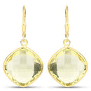 21.40 Carat Genuine Lemon Quartz .925 Sterling Silver Earrings-4