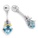 5.55 Carat Genuine Blue Topaz, Amethyst & White Diamond .925 Sterling Silver Earrings-6