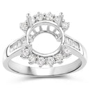0.58 Carat Genuine White Diamond 14K White Gold Semi Mount Ring - holds 9.00mm Round Gemstone-2