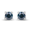 0.21 Carat Genuine Blue Diamond .925 Sterling Silver Earrings-4