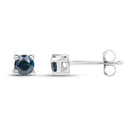 0.21 Carat Genuine Blue Diamond .925 Sterling Silver Earrings-5