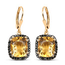 14K Yellow Gold Plated 8.90 Carat Genuine Citrine & Black Spinel .925 Sterling Silver Earrings-4