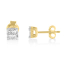 10k Yellow Gold Princess Diamond Quad Stud Earrings (1/4 cttw, J-K Color, I2-I3 Clarity)-2