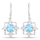 5.30 Carat Genuine Swiss Blue Topaz .925 Sterling Silver Earrings-4