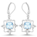 5.30 Carat Genuine Swiss Blue Topaz .925 Sterling Silver Earrings-5