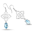 12.82 Carat Genuine Swiss Blue Topaz .925 Sterling Silver Earrings-5