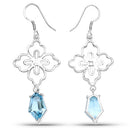 12.14 Carat Genuine Swiss Blue Topaz .925 Sterling Silver Earrings-5