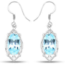 13.68 Carat Genuine Blue Topaz .925 Sterling Silver Earrings-4
