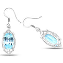 13.68 Carat Genuine Blue Topaz .925 Sterling Silver Earrings-5