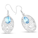 10.72 Carat Genuine Blue Topaz .925 Sterling Silver Earrings-5
