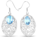 10.72 Carat Genuine Blue Topaz .925 Sterling Silver Earrings-6