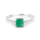 0.64 Carat Genuine Zambian Emerald and White Diamond 14K White Gold Ring-3