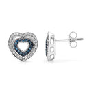 0.49 Carat Genuine Blue Diamond & White Diamond .925 Sterling Silver Earrings-5