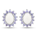 2.44 Carat Genuine Opal and Tanzanite .925 Sterling Silver Earrings-5