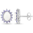 2.44 Carat Genuine Opal and Tanzanite .925 Sterling Silver Earrings-6