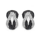 1.05 Carat Genuine Black Diamond & White Diamond .925 Sterling Silver Earrings-4