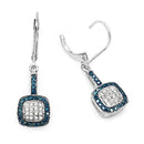 0.45 Carat Genuine Blue Diamond & White Diamond .925 Sterling Silver Earrings-5