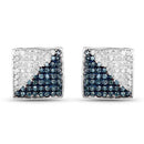 0.67 Carat Genuine Blue Diamond and White Diamond .925 Sterling Silver Earrings-4