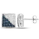 0.67 Carat Genuine Blue Diamond and White Diamond .925 Sterling Silver Earrings-5