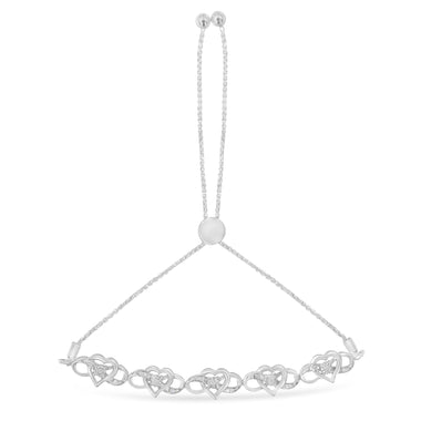 .925 Sterling Silver Miracle Set Diamond Accented Infinity Hearts 6â€-9â€ Adjustable Bolo Bracelet (H-I Color, I2-I3 Clarity) - 0