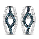 0.42 Carat Genuine Blue Diamond & White Diamond .925 Sterling Silver Earrings-5
