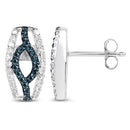0.42 Carat Genuine Blue Diamond & White Diamond .925 Sterling Silver Earrings-6