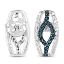 0.42 Carat Genuine Blue Diamond & White Diamond .925 Sterling Silver Earrings-7