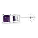 0.80 Carat Genuine Amethyst .925 Sterling Silver Earrings-4