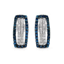0.51 Carat Genuine Blue Diamond & White Diamond .925 Sterling Silver Earrings-4