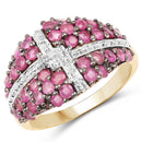 14K Yellow Gold Plated 1.70 Carat Genuine Ruby .925 Sterling Silver Ring-1