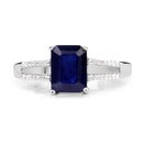3.07 Carat Glass Filled Sapphire and White Zircon .925 Sterling Silver Ring-3
