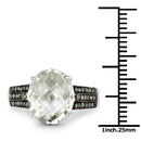 4.41 Carat Genuine Green Amethyst and Green Diamond .925 Sterling Silver Ring-3