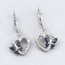 0.57 Carat Genuine Blue Sapphire and Created White Sapphire .925 Sterling Silver Earrings-8