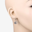 0.57 Carat Genuine Blue Sapphire and Created White Sapphire .925 Sterling Silver Earrings-9